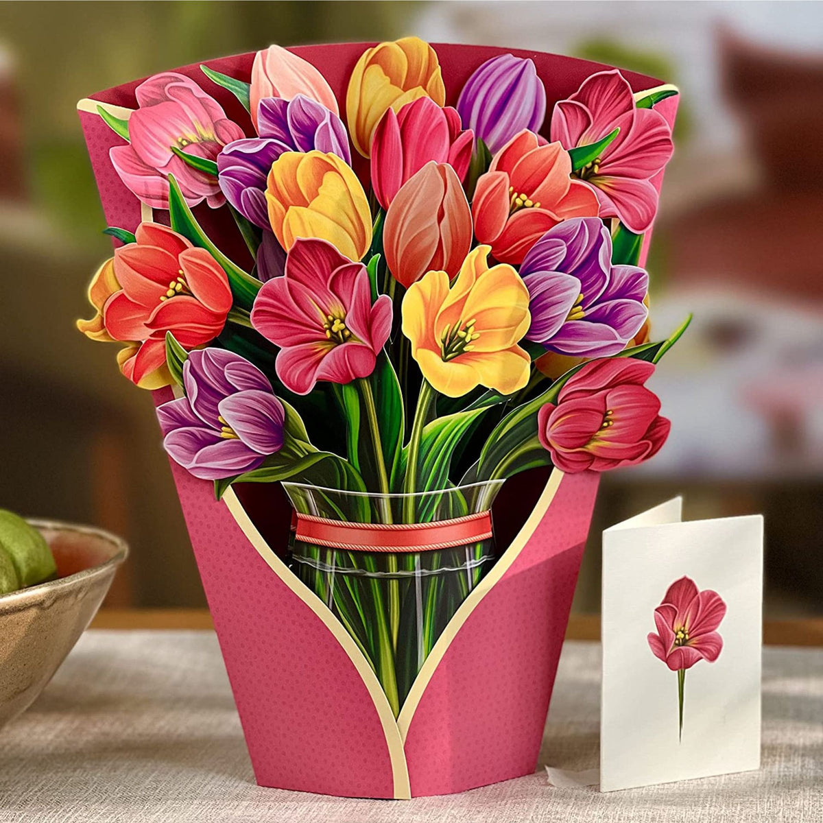 3D Paper Flowers Popup Greeting Cards Handmade Flower Bouquet Cards with Note Card and Envelope for Wedding Mother's Day