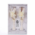 2pcs Set Wedding Glass Creative Pearl Flower Crystal Wedding Champagne Glasses Toasting Goblet Red Wine Glass Wedding Decoration