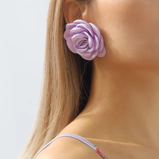 Ailodo Exaggerated Big Flower Earrings For Women Romantic Party Wedding Earrings Simple Fashion Jewelry Girls Gift 2023
