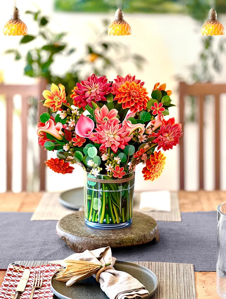 3D Paper Flowers Popup Greeting Cards Handmade Flower Bouquet Cards with Note Card and Envelope for Wedding Mother's Day