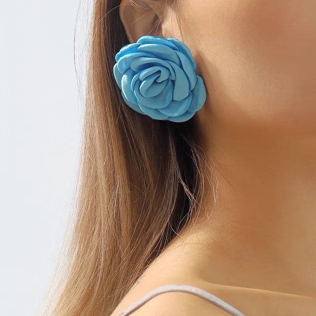 Ailodo Exaggerated Big Flower Earrings For Women Romantic Party Wedding Earrings Simple Fashion Jewelry Girls Gift 2023