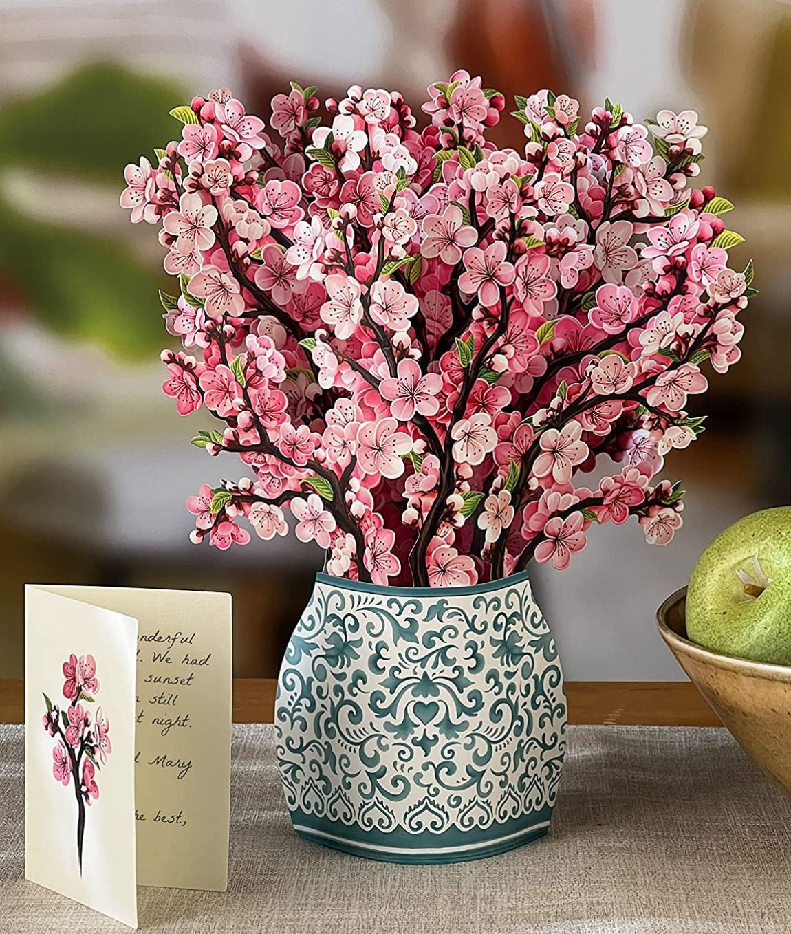3D Paper Flowers Popup Greeting Cards Handmade Flower Bouquet Cards with Note Card and Envelope for Wedding Mother's Day