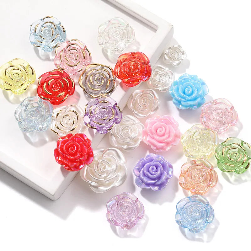 12mm Translucent Flower, Acrylic Beads, Loose Beads, DIY Jewelry, Decorative Beads, Pendants, Clothing Beads, Holiday Gifts