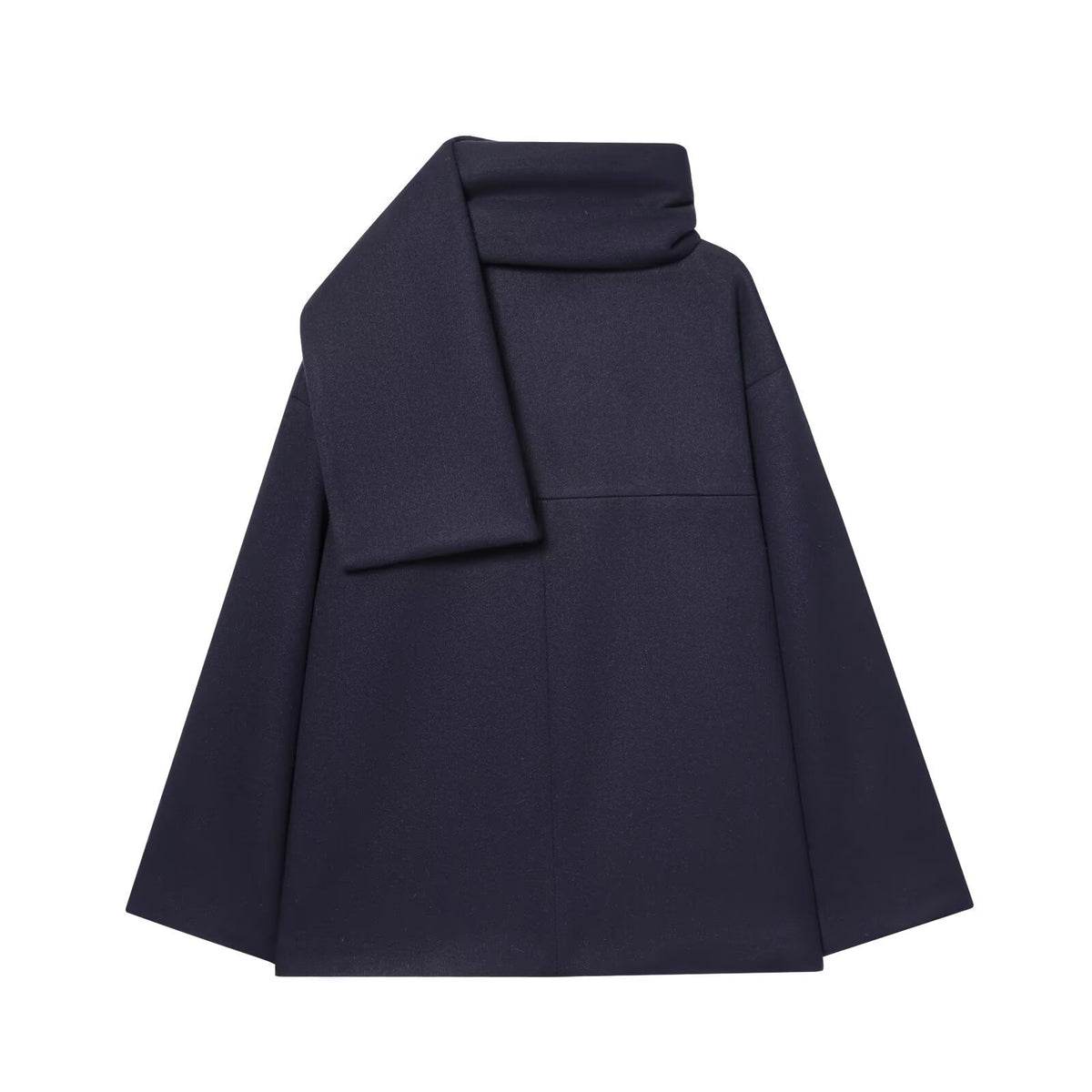 Women's Wool Blend Coat with Scarf Short Jacket