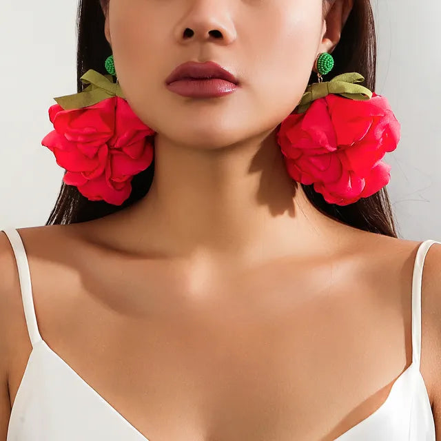 Ailodo Exaggerated Big Flower Earrings For Women Romantic Party Wedding Earrings Simple Fashion Jewelry Girls Gift 2023