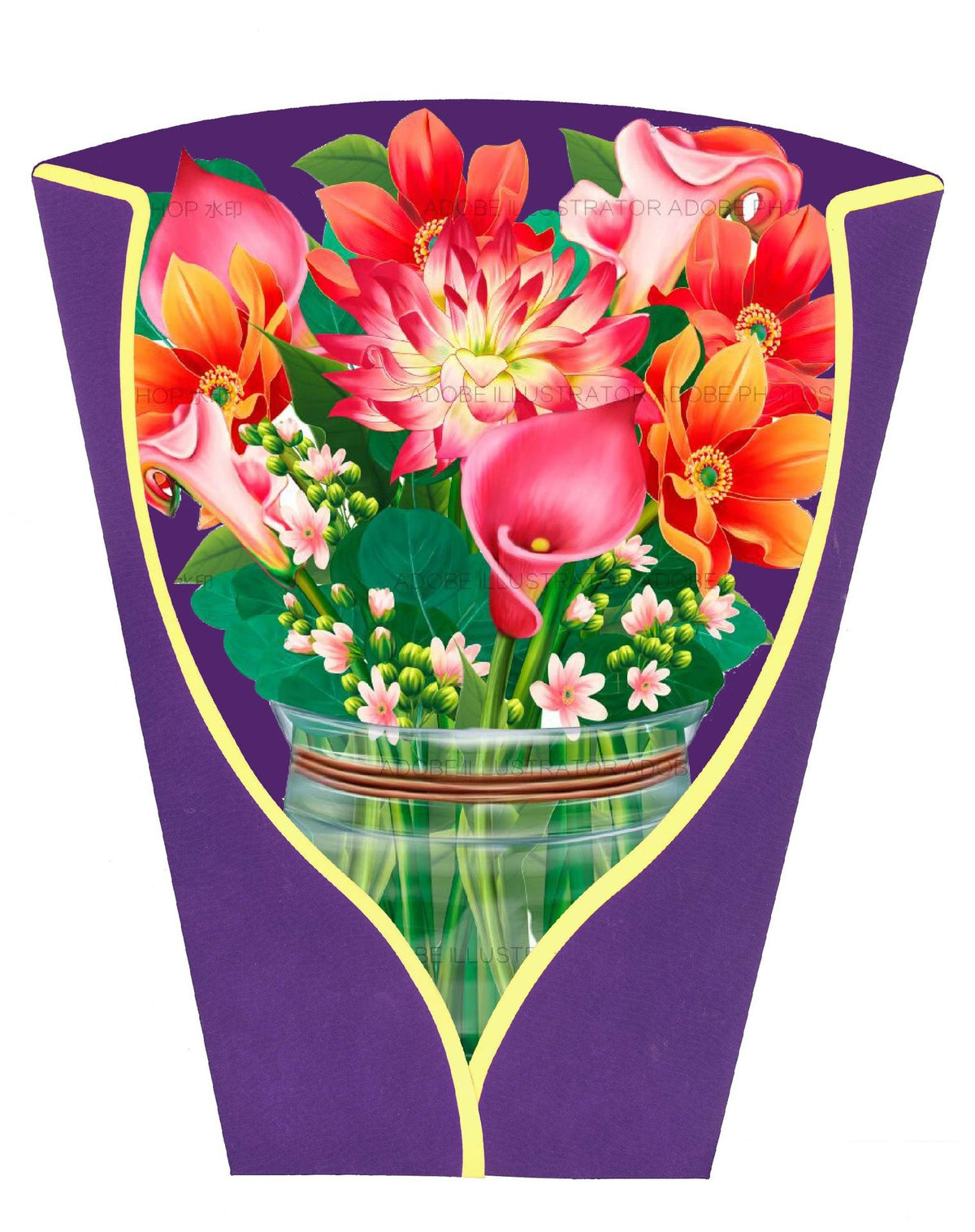 3D Paper Flowers Popup Greeting Cards Handmade Flower Bouquet Cards with Note Card and Envelope for Wedding Mother's Day