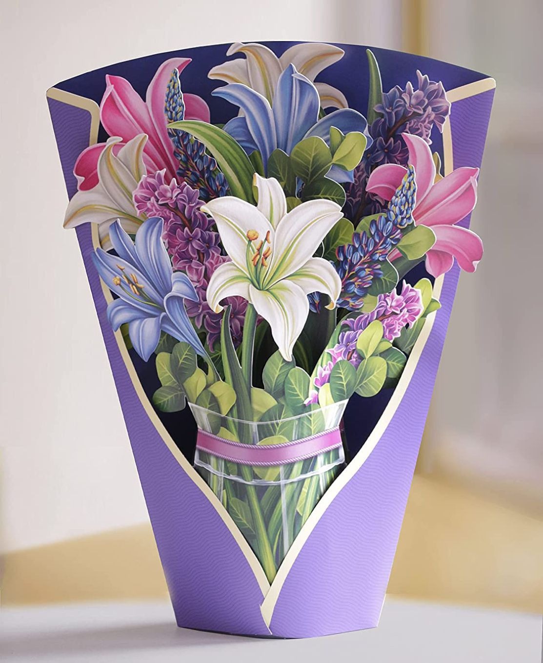 3D Paper Flowers Popup Greeting Cards Handmade Flower Bouquet Cards with Note Card and Envelope for Wedding Mother's Day