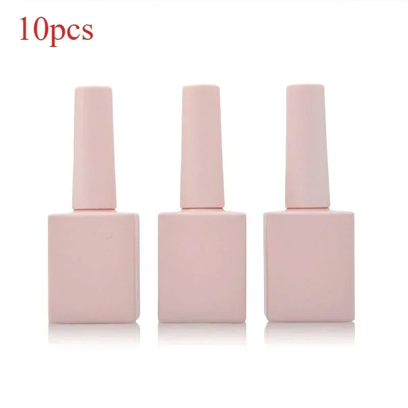 10Pcs Empty Nail Polish Bottle 10/15ML DIY Nail Gel Container Pink Glass Cosmetic Nail Beauty Oil Packing Bottle Makeup Tools