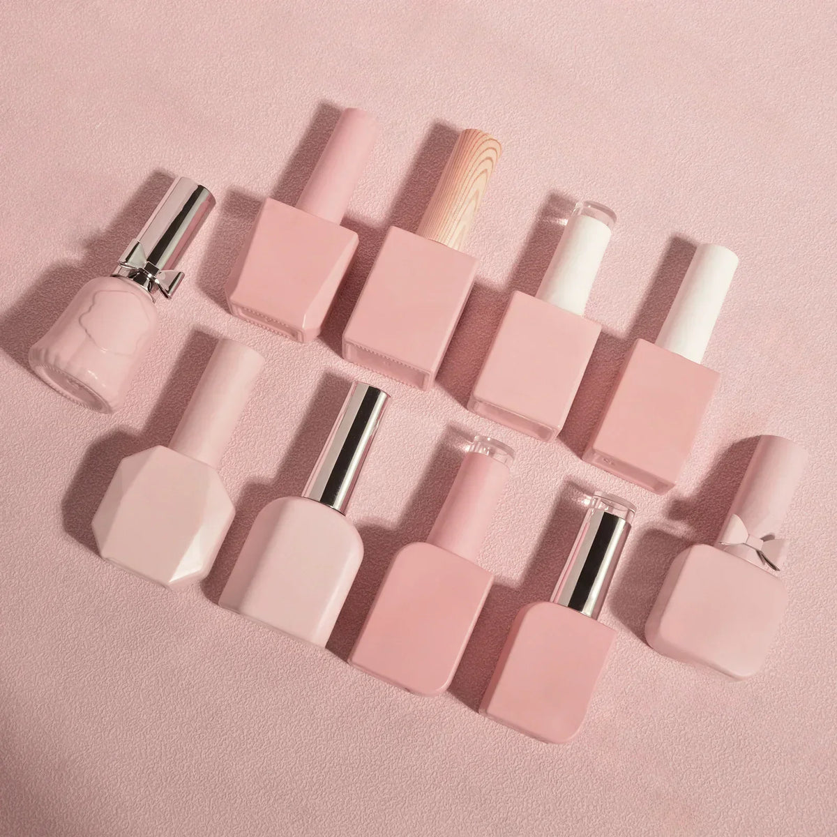 10Pcs Empty Nail Polish Bottle 10/15ML DIY Nail Gel Container Pink Glass Cosmetic Nail Beauty Oil Packing Bottle Makeup Tools