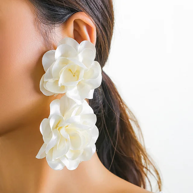 Ailodo Exaggerated Big Flower Earrings For Women Romantic Party Wedding Earrings Simple Fashion Jewelry Girls Gift 2023