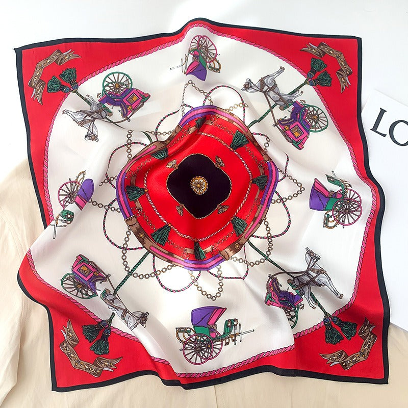 Carriage Silk Warm Scarf Fashionable Decoration Square Four Seasons Universal Scarf