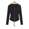 Waist slimming hooded cardigan top