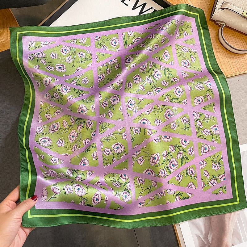 Square scarf, women's fashionable printed scarf, mulberry silk spring and autumn silk scar