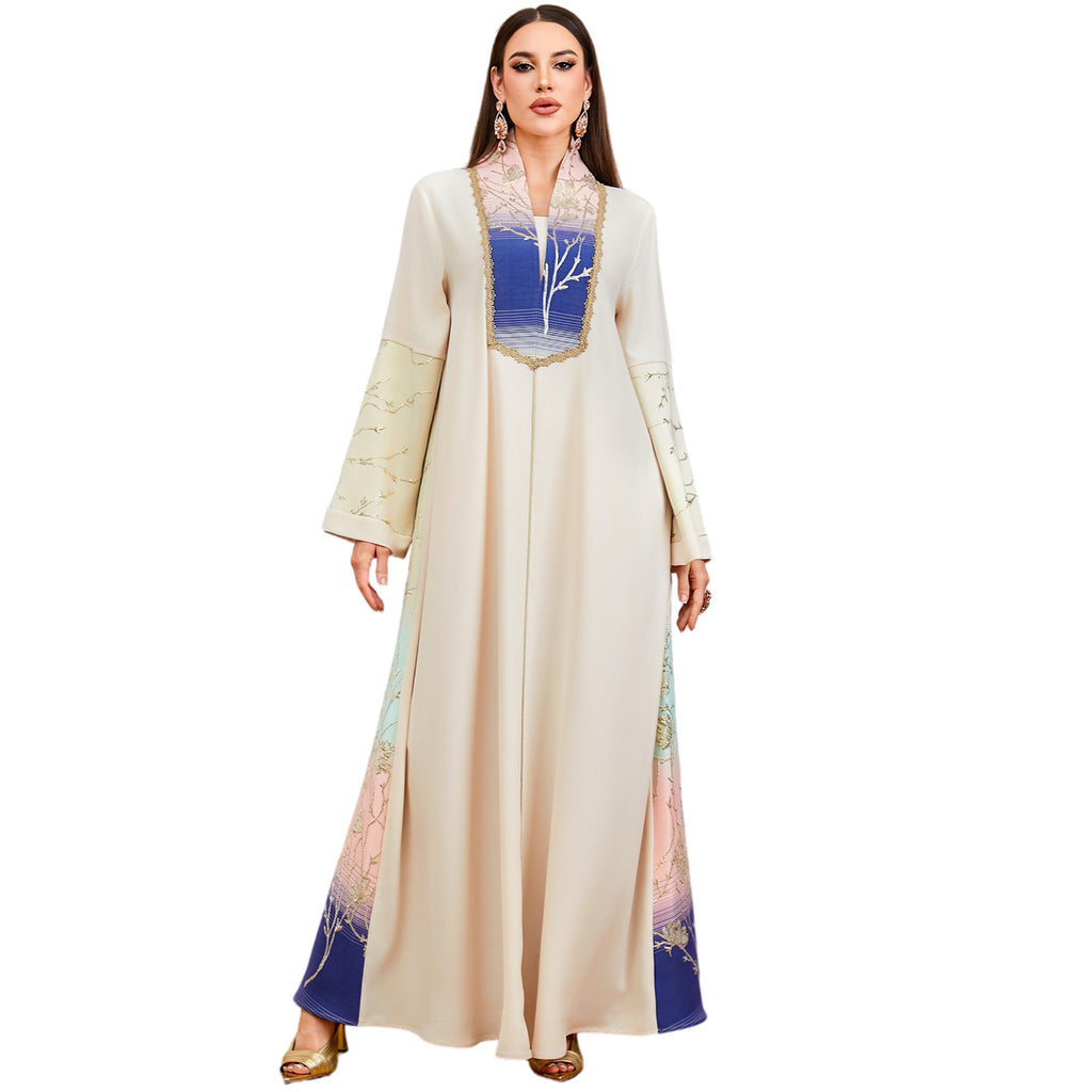 Plant and Flower Loose Dress Ethnic Style Dress
