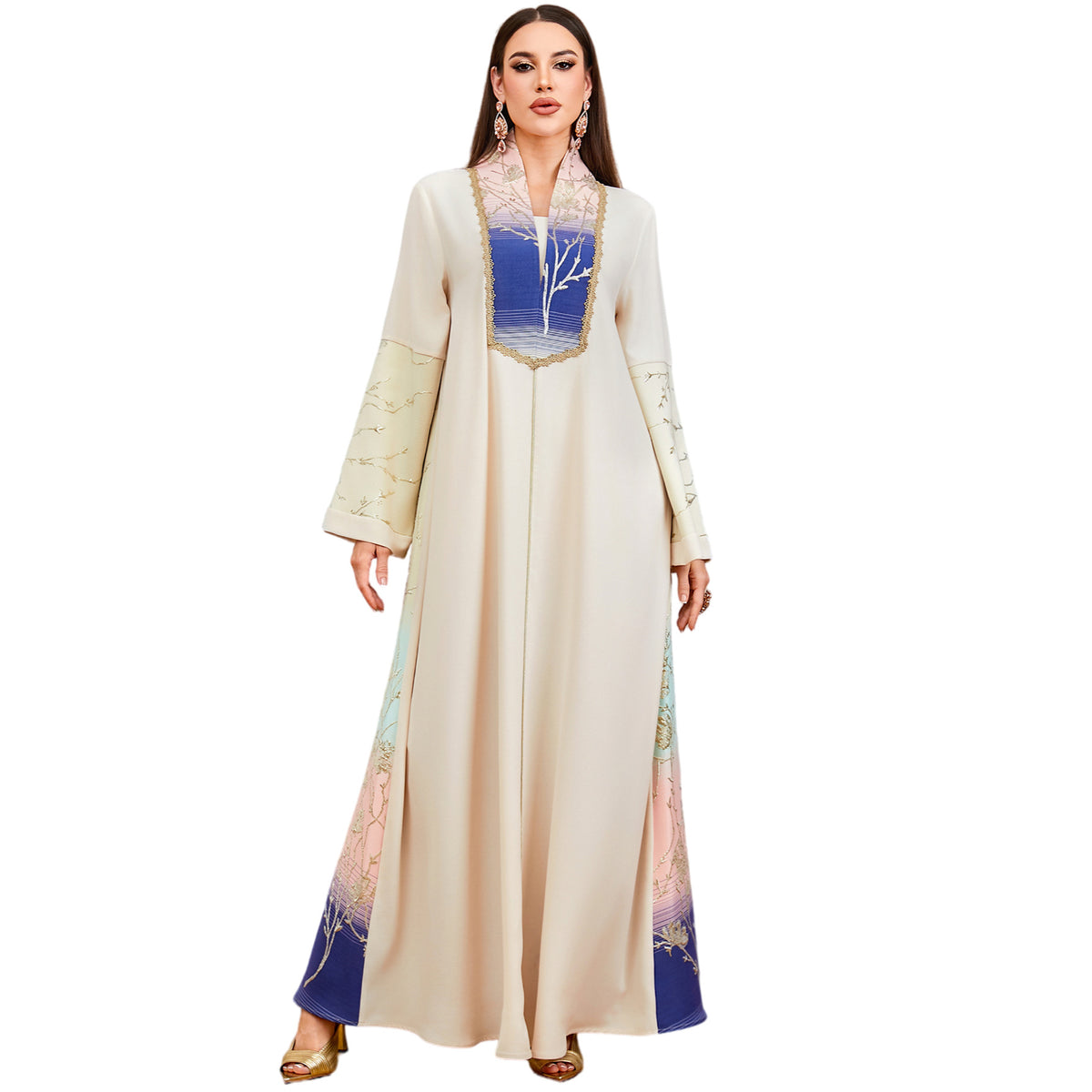 Plant and Flower Loose Dress Ethnic Style Dress