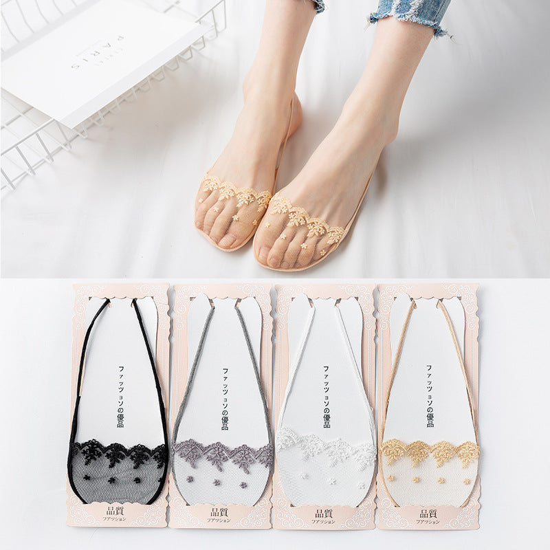 Summer Garter Socks Invisible Socks Ladies Shallow Mouth Half Palm High Heels Socks Bottom Thin Section Half Socks