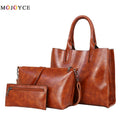 3 Pcs/Set Oil Wax Leather Women Bag Leather Handbags Casual Female Bags Trunk Tote Spanish Brand Shoulder Bag