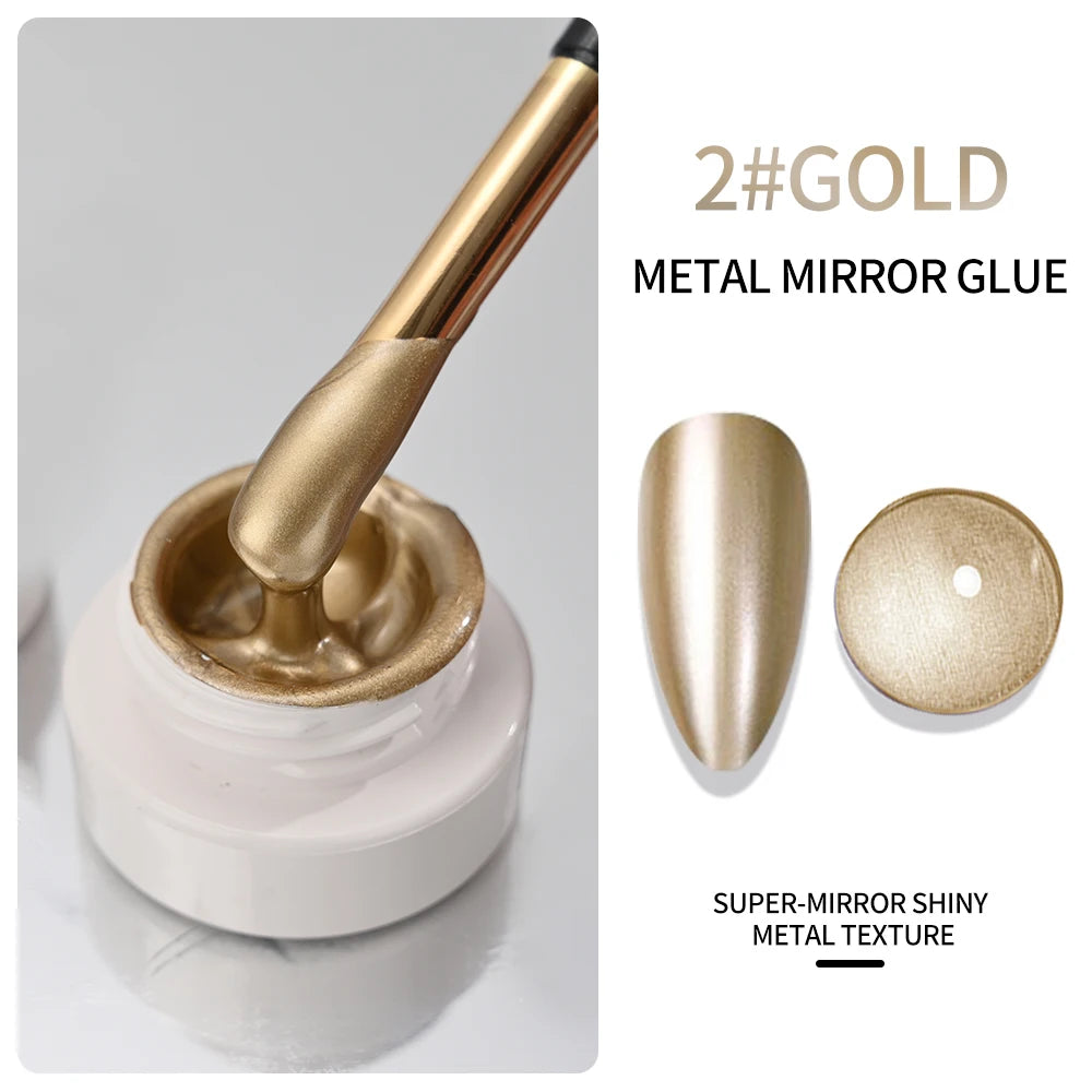 5ml Silver Gold Metallic Gel Nail Polish Chrome 3D Metal Painted Nails Gel Polish Glossy Liquid Mirror Effect  Manicure Varnish
