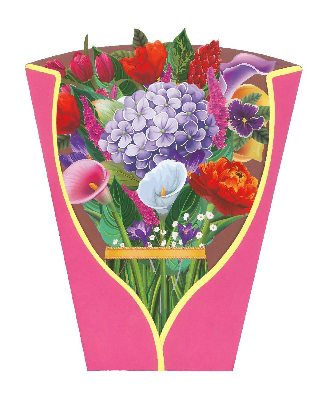 3D Paper Flowers Popup Greeting Cards Handmade Flower Bouquet Cards with Note Card and Envelope for Wedding Mother's Day