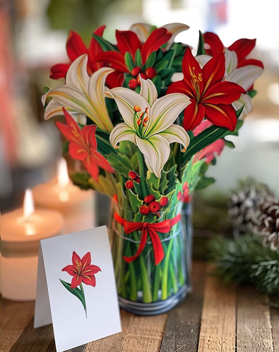 3D Paper Flowers Popup Greeting Cards Handmade Flower Bouquet Cards with Note Card and Envelope for Wedding Mother's Day