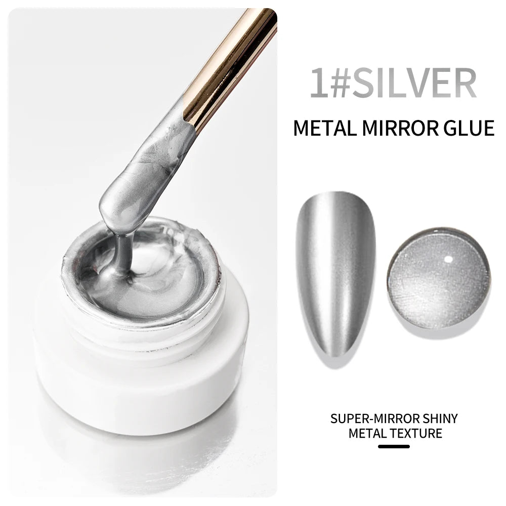5ml Silver Gold Metallic Gel Nail Polish Chrome 3D Metal Painted Nails Gel Polish Glossy Liquid Mirror Effect  Manicure Varnish