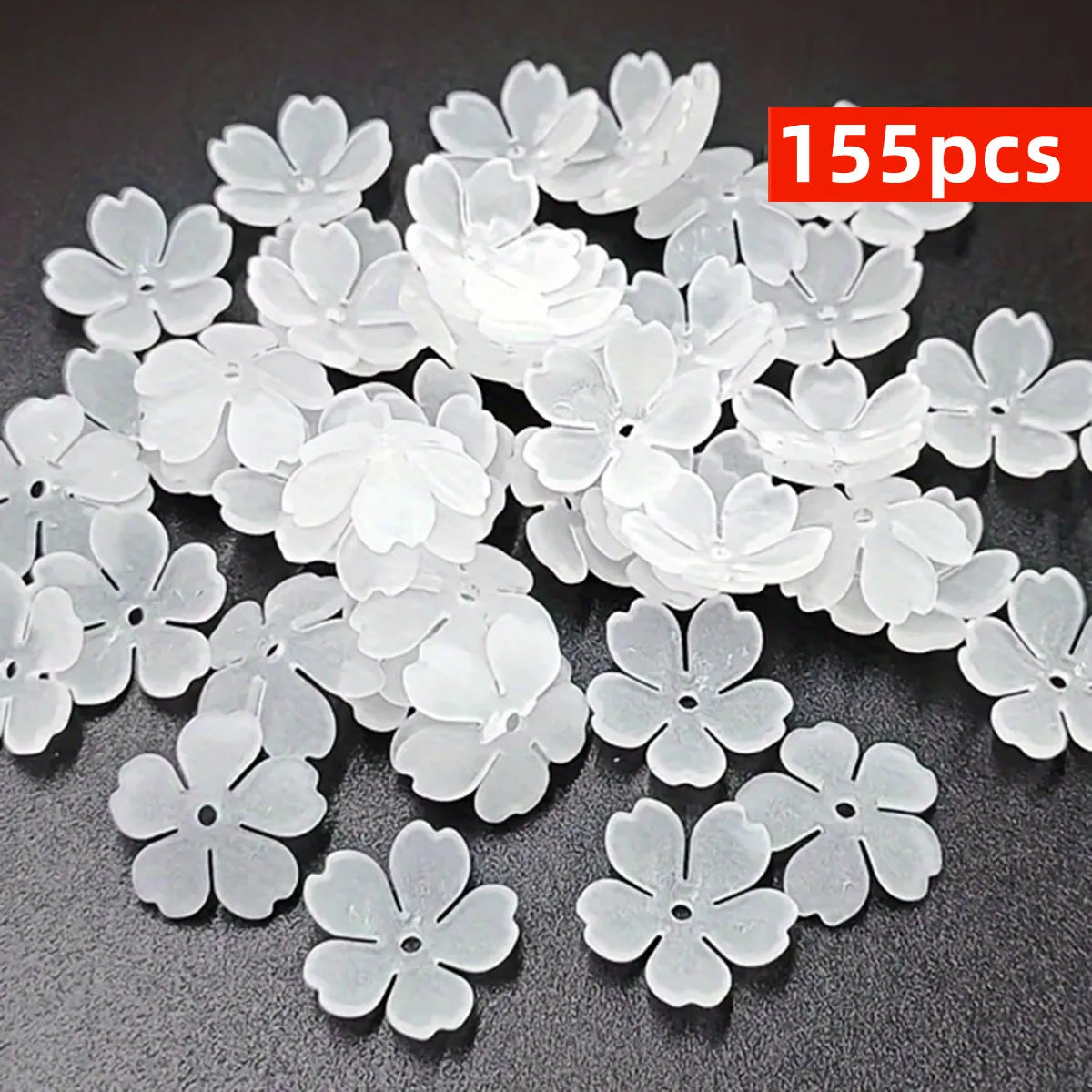 155pcs 15mm Warm Color Matte 5-Petal Bead Cap Flower Spaced Beads Used for DIY Handmade Bracelet, Necklace, Jewelry Making