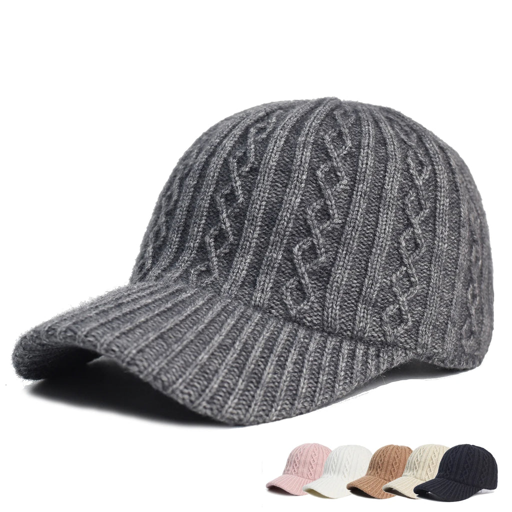 New Fashion Fluffy Baseball Cap Men's Knitted Warm Winter Solid Color Casual Elegant  Hairy Fluff Hat