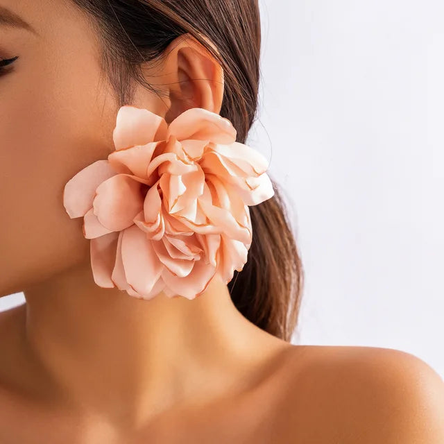 Ailodo Exaggerated Big Flower Earrings For Women Romantic Party Wedding Earrings Simple Fashion Jewelry Girls Gift 2023