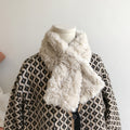 Plush cross necked milk tea colored faux rabbit hair scarf fur