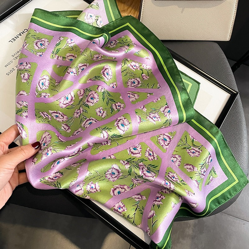 Square scarf, women's fashionable printed scarf, mulberry silk spring and autumn silk scar