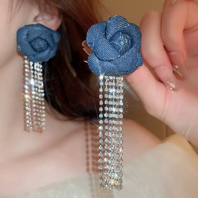 Ailodo Exaggerated Big Flower Earrings For Women Romantic Party Wedding Earrings Simple Fashion Jewelry Girls Gift 2023