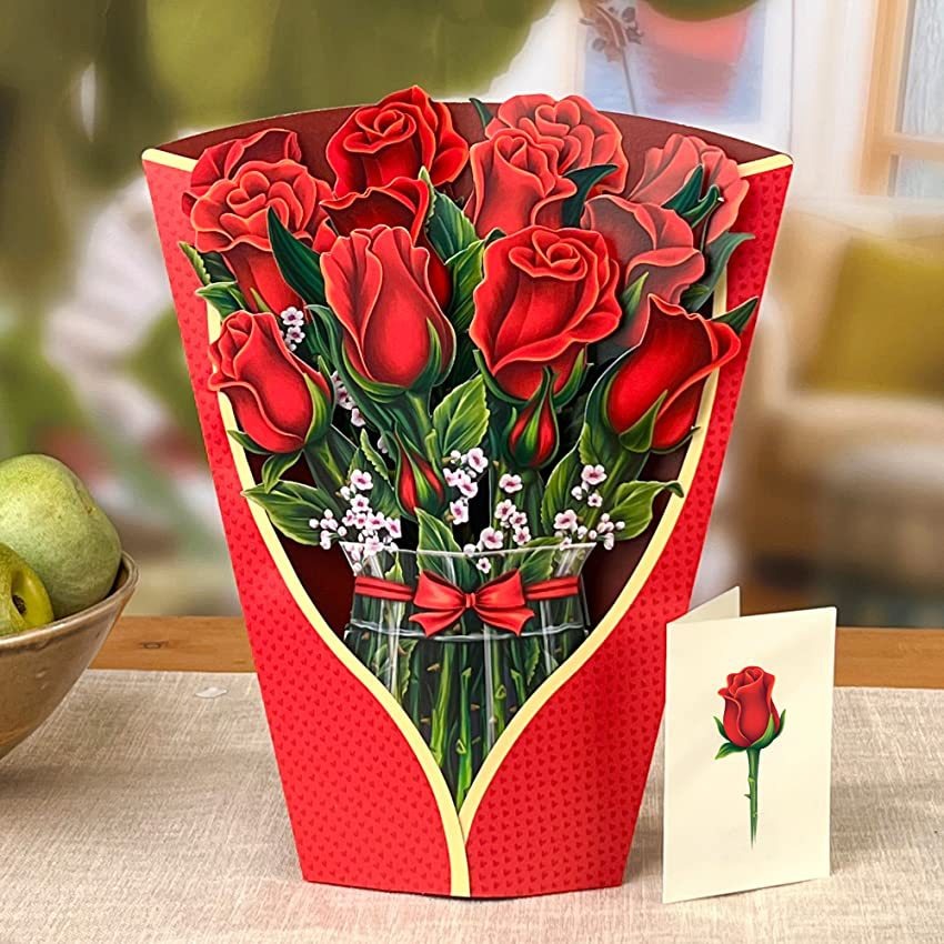 3D Paper Flowers Popup Greeting Cards Handmade Flower Bouquet Cards with Note Card and Envelope for Wedding Mother's Day