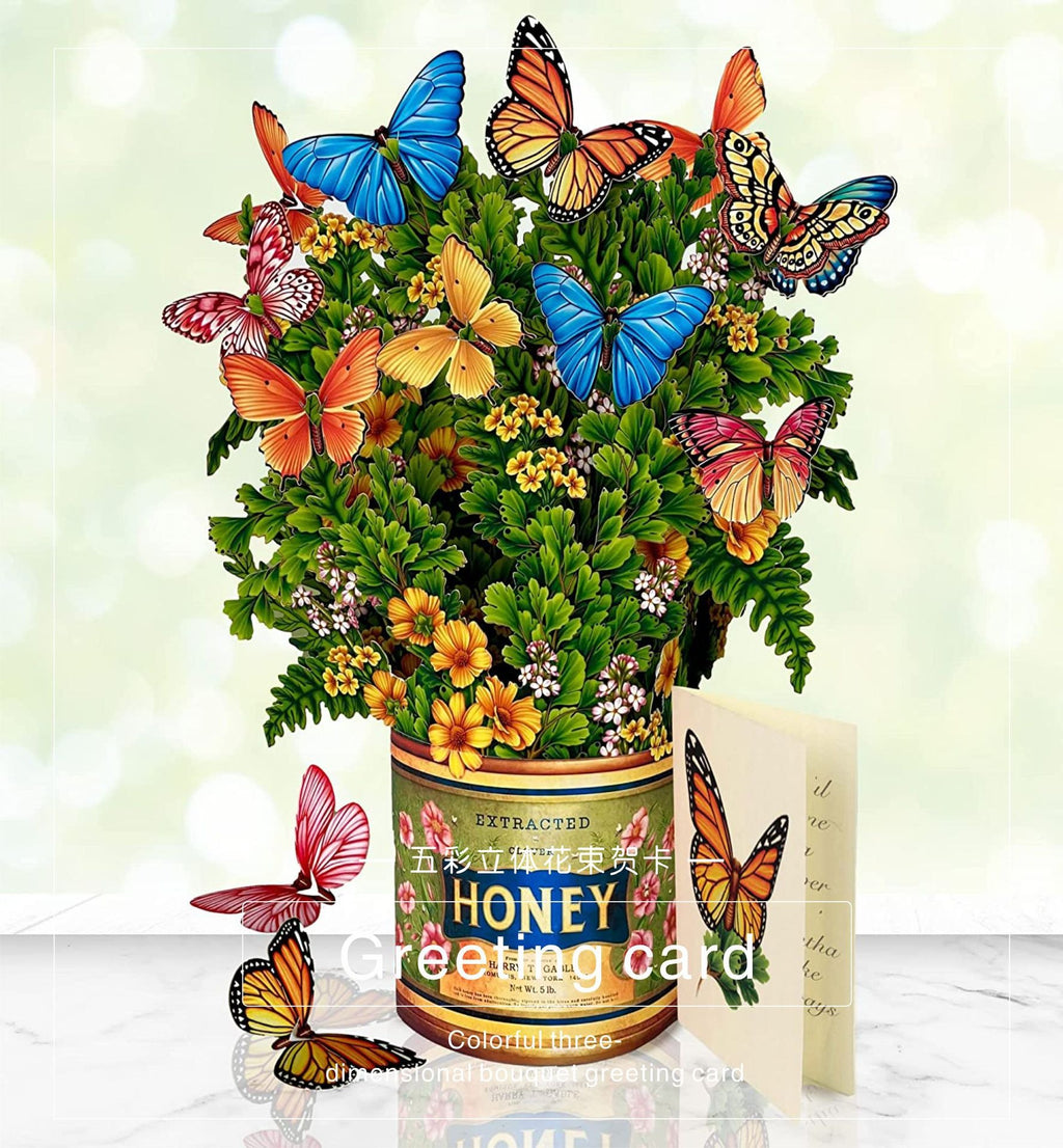 3D Paper Flowers Popup Greeting Cards Handmade Flower Bouquet Cards with Note Card and Envelope for Wedding Mother's Day