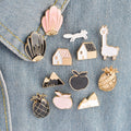 12 pcs/set Snow Mountain Apple Pineapple House Shell Sheep Fox Brooch Pin Women Men Shirt Jacket Badge Pins Fashion Jewelry