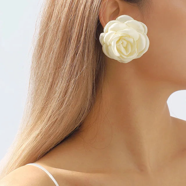 Ailodo Exaggerated Big Flower Earrings For Women Romantic Party Wedding Earrings Simple Fashion Jewelry Girls Gift 2023