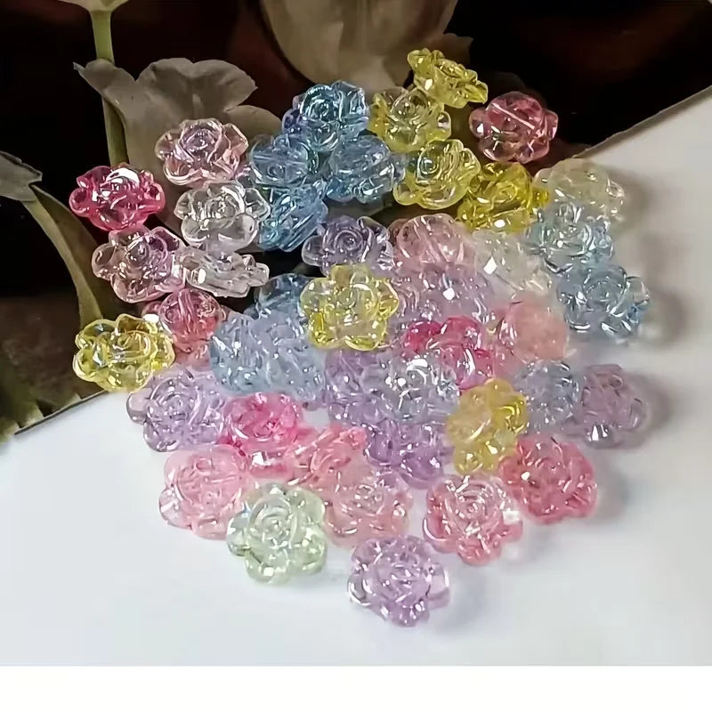 12mm Translucent Flower, Acrylic Beads, Loose Beads, DIY Jewelry, Decorative Beads, Pendants, Clothing Beads, Holiday Gifts