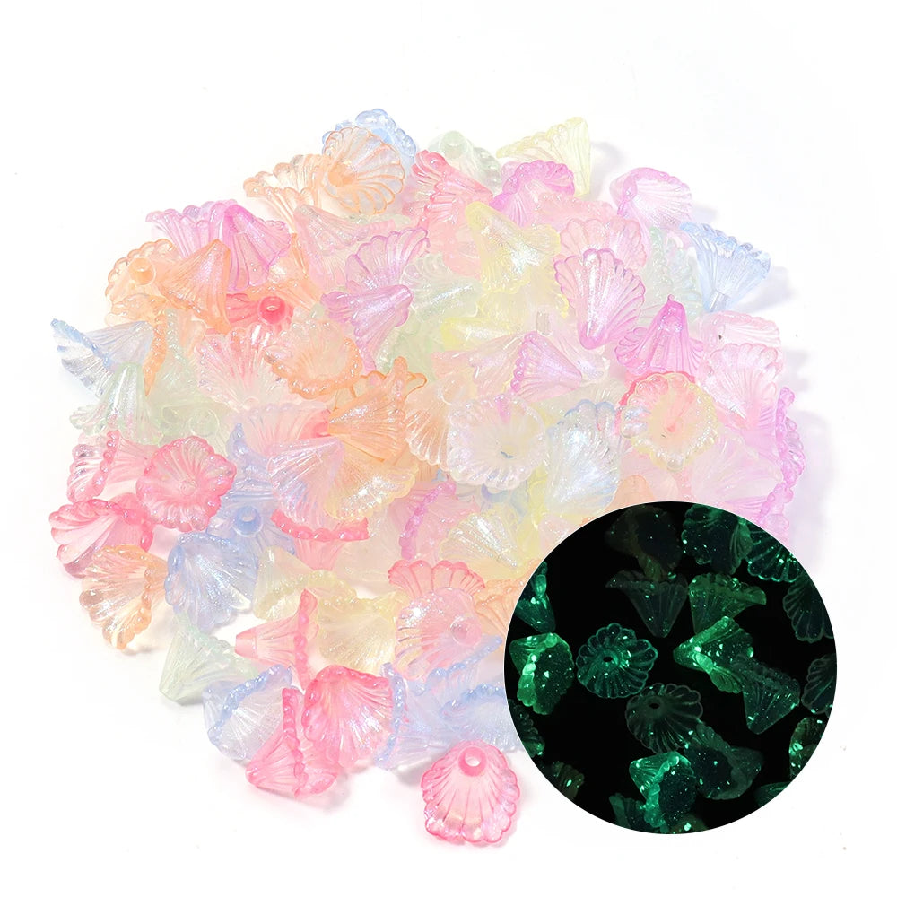 100pcs/lot Flowers Acrylic Beads 13X10mm Colorful Flower Beads Caps Loose Spacer Bead For DIY Jewelry Making Earrings Necklace