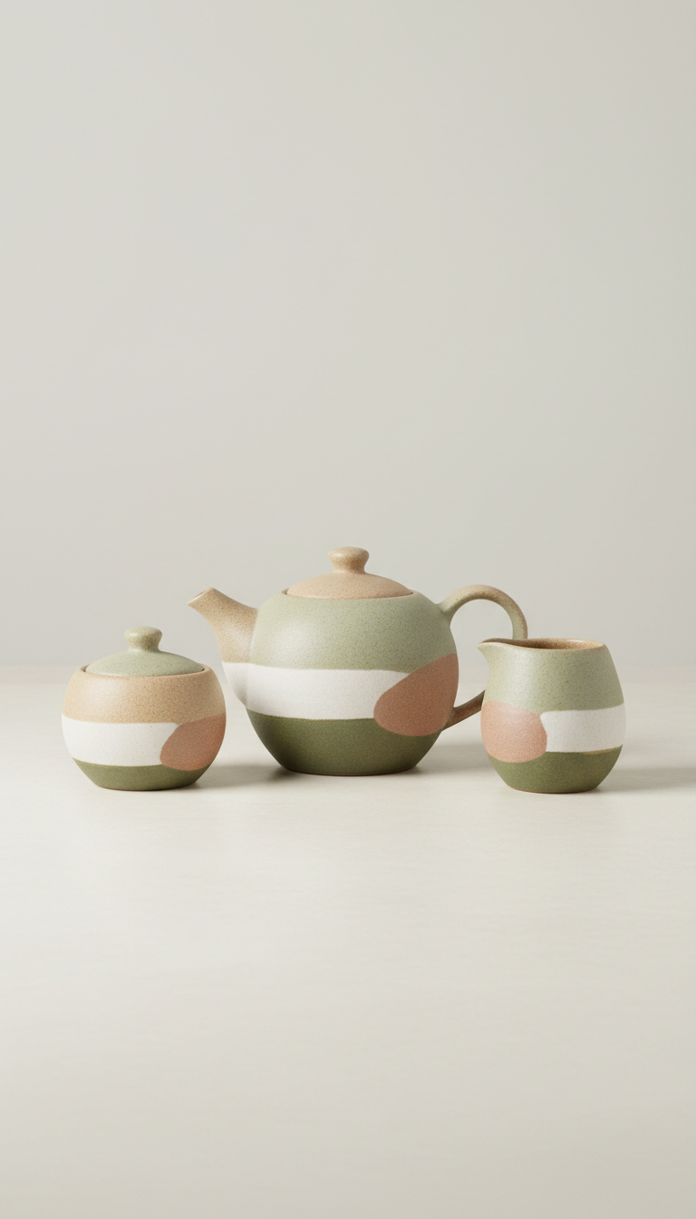 Matte stoneware tea set