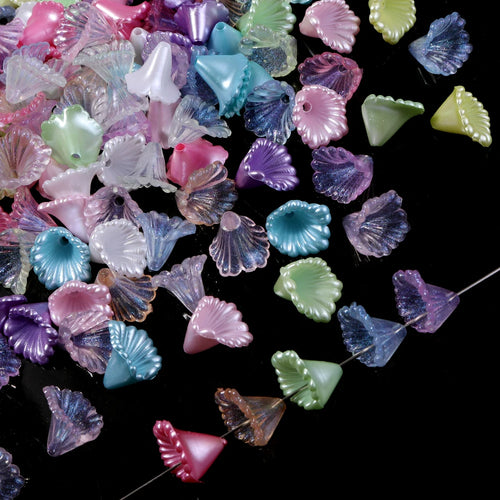 100pcs/lot Flowers Acrylic Beads 13X10mm Colorful Flower Beads Caps Loose Spacer Bead For DIY Jewelry Making Earrings Necklace