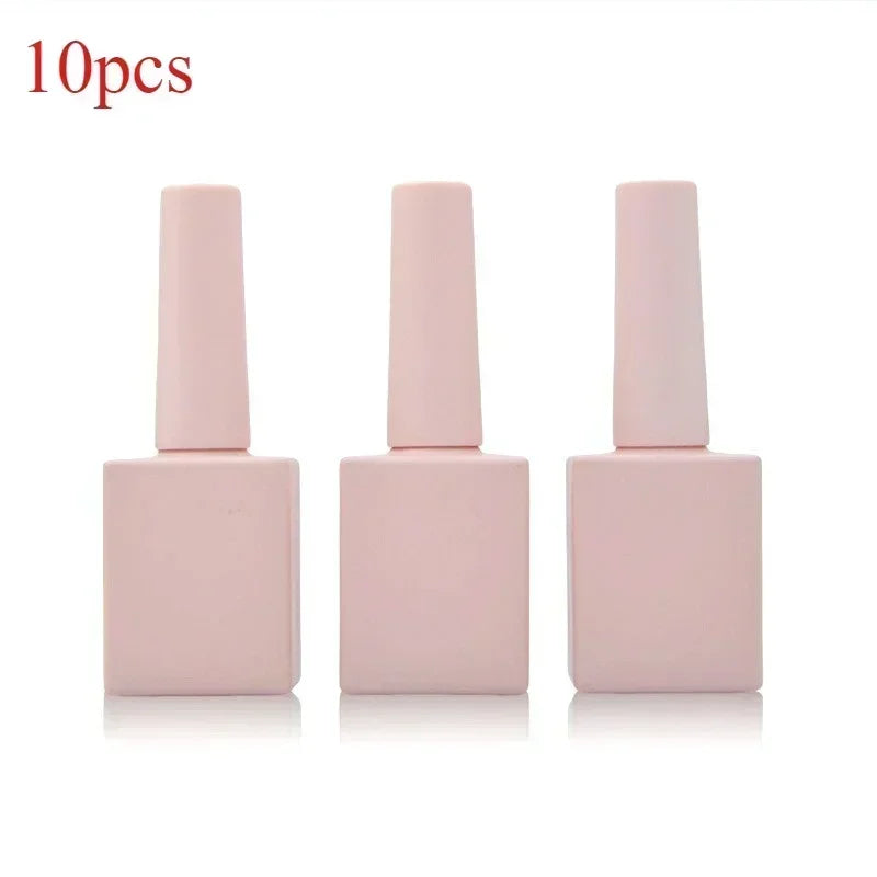 10Pcs Empty Nail Polish Bottle 10/15ML DIY Nail Gel Container Pink Glass Cosmetic Nail Beauty Oil Packing Bottle Makeup Tools