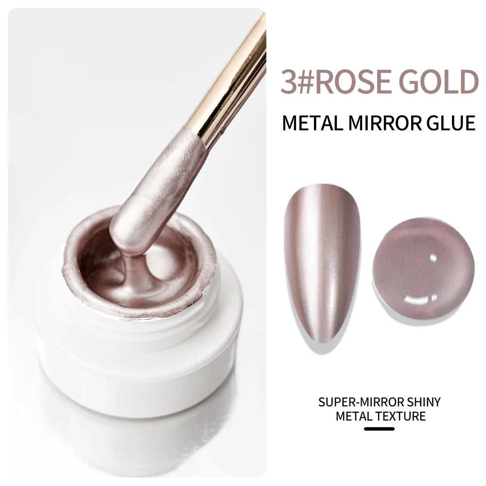 5ml Silver Gold Metallic Gel Nail Polish Chrome 3D Metal Painted Nails Gel Polish Glossy Liquid Mirror Effect  Manicure Varnish