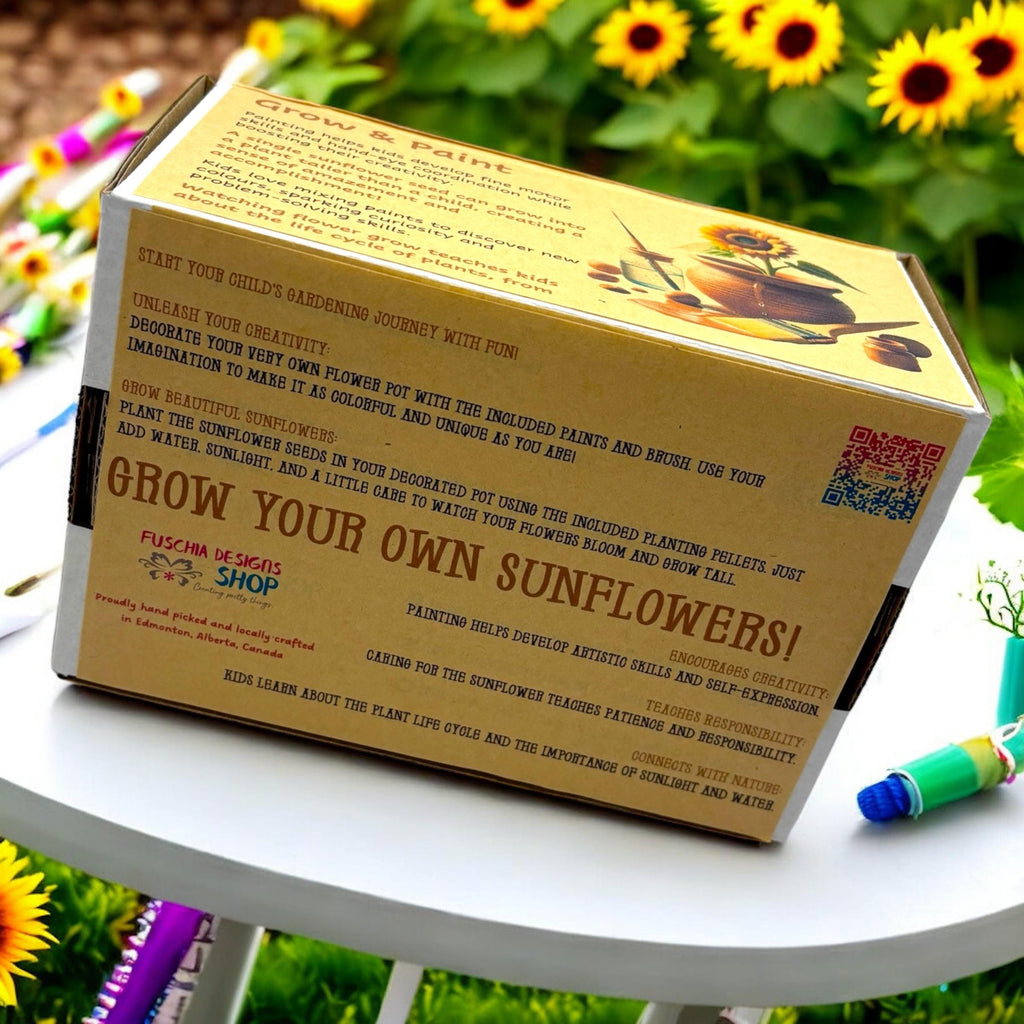Kit - Paint, Plant & Grow DIY Kit with Clay Pot, Sunflower Seeds, Paint Brush, Paint, Soil